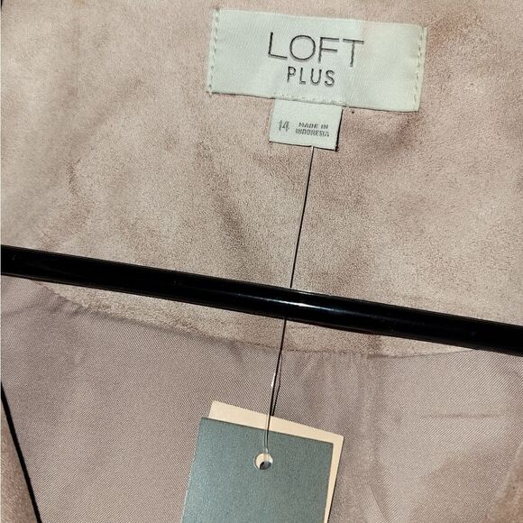 ANN Taylor Loft Faux Suede Moto Jacket Dusty Pink 14 Plus  NWT - Picture 3 of 6